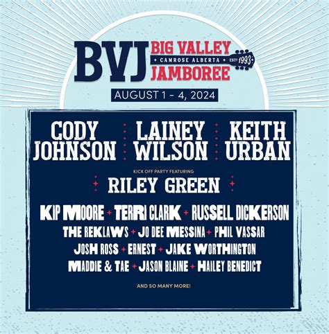 Bvj lineup 2018 Big Valley Jamboree is Western Canada’s premier country music festival, hosting country music’s top recording artists over the August long weekend